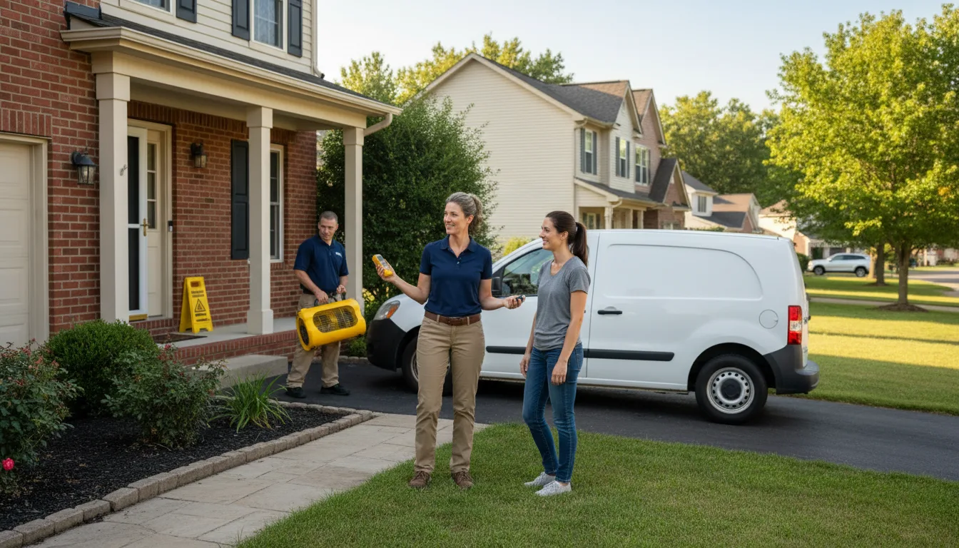 Residential water damage restoration in Whittington, IL